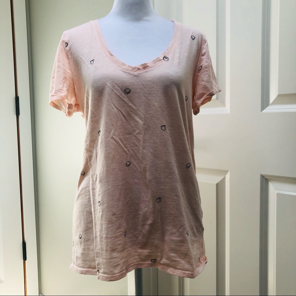 VS PINK PEACHES V-NECK T-SHIRT MEDIUM